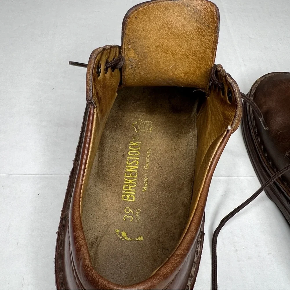 Birkenstock Unisex Brown Leather Oxfords EU 39 W 8, M6 - Picture 10 of 11